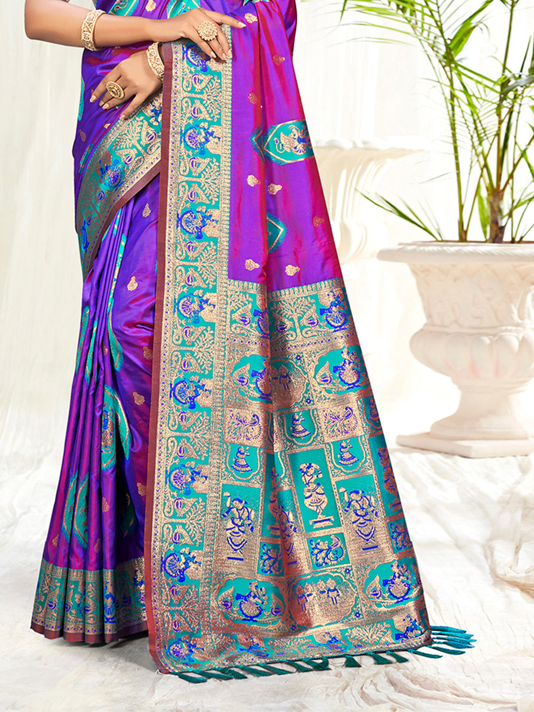 Sangam Prints Purple Silk Woven Work Traditional Saree