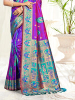 Thumbnail for Sangam Prints Purple Silk Woven Work Traditional Saree
