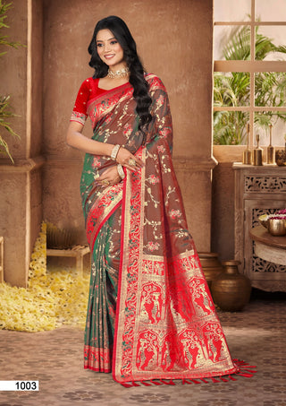 Prazu Fashion Brown Silk Weaving Wedding Wear Saree