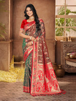 Thumbnail for Sangam Prints Brown  Silk Woven Work Traditional Saree