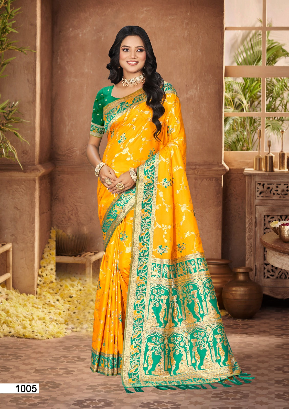 Prazu Fashion Yellow Silk Weaving Wedding Wear Saree