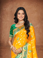 Thumbnail for Sangam Prints Yellow Silk Woven Work Traditional Saree