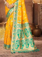 Thumbnail for Sangam Prints Yellow Silk Woven Work Traditional Saree