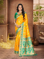 Thumbnail for Sangam Prints Yellow Silk Woven Work Traditional Saree