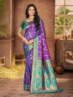 Thumbnail for Sangam Prints Purple Silk Woven Work Traditional Saree
