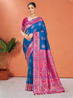 Thumbnail for Sangam Prints Blue Silk Woven Work Traditional Saree