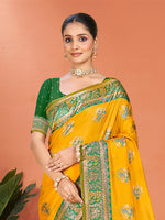 Thumbnail for Sangam Prints Yellow Silk Woven Work Traditional Saree