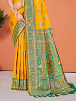 Thumbnail for Sangam Prints Yellow Silk Woven Work Traditional Saree