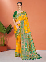 Thumbnail for Sangam Prints Yellow Silk Woven Work Traditional Saree
