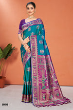 Thumbnail for Prazu Fashion Aqua Blue Silk Weaving Wedding Wear Saree
