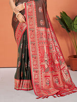 Thumbnail for Sangam Prints Brown  Silk Woven Work Traditional Saree