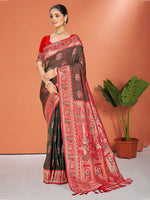 Thumbnail for Sangam Prints Brown  Silk Woven Work Traditional Saree