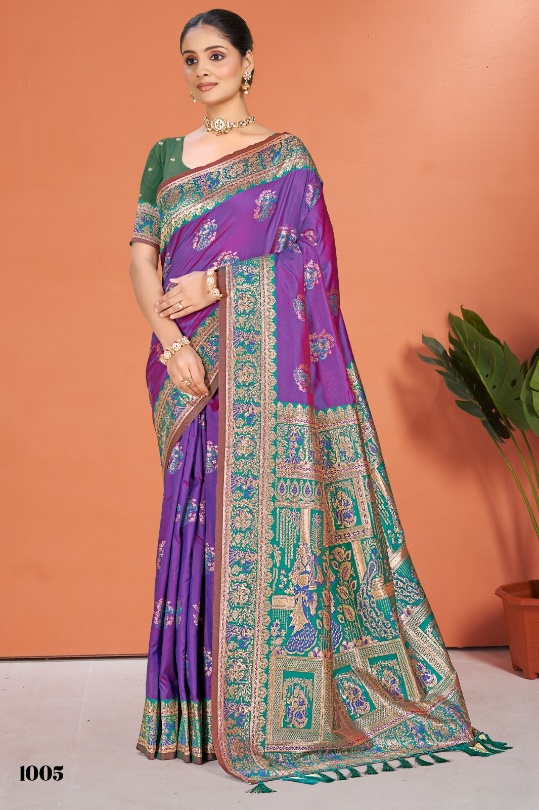 Prazu Fashion Purple Silk Weaving Wedding Wear Saree