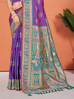 Thumbnail for Sangam Prints Purple Silk Woven Work Traditional Saree