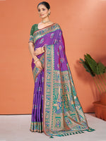 Thumbnail for Sangam Prints Purple Silk Woven Work Traditional Saree