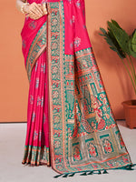 Thumbnail for Sangam Prints Rani Pink Silk Woven Work Traditional Saree