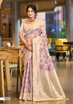 Thumbnail for Prazu Fashion Purple Cotton Silk Weaving Wedding Wear Saree