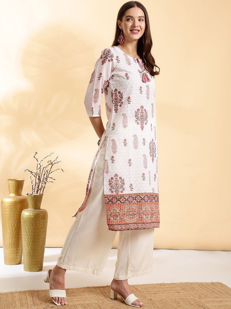 Anouk Women Floral Printed Thread Work Kurta