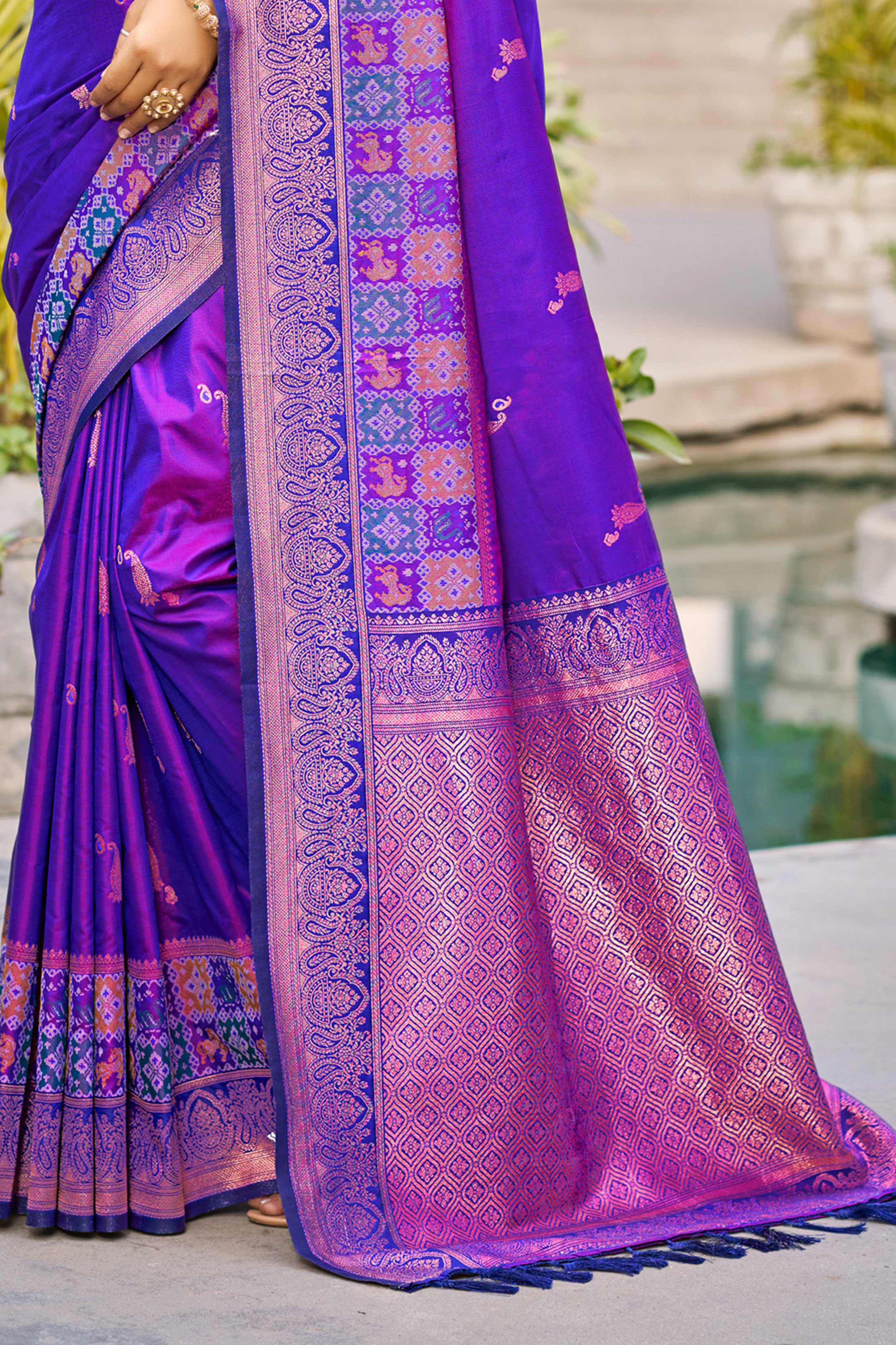 Sangam Prints Violet Soft Silk Woven Work Traditional Saree - Dista