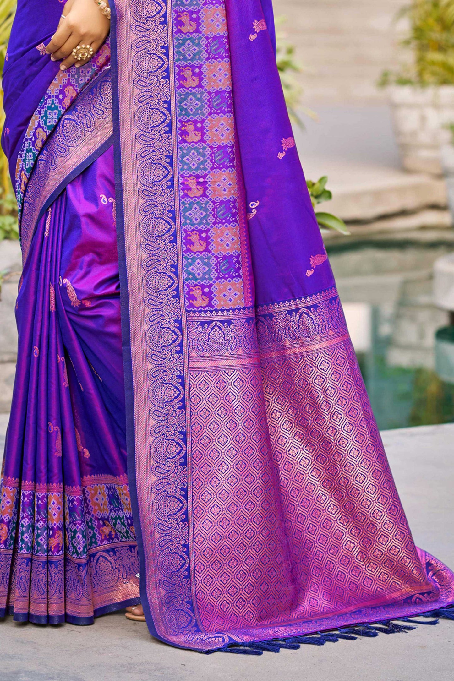 Sangam Prints Violet Soft Silk Woven Work Traditional Saree - Dista