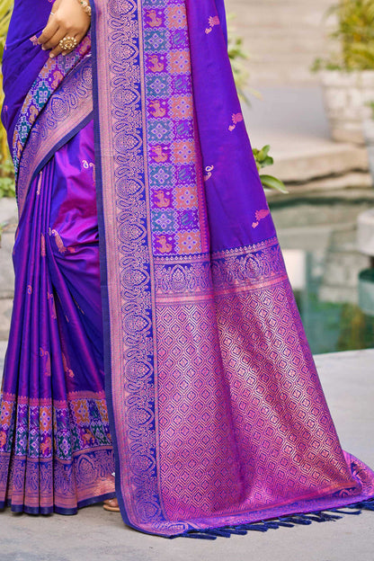 Sangam Prints Violet Soft Silk Woven Work Traditional Saree - Dista
