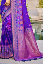 Thumbnail for Sangam Prints Violet Soft Silk Woven Work Traditional Saree - Dista