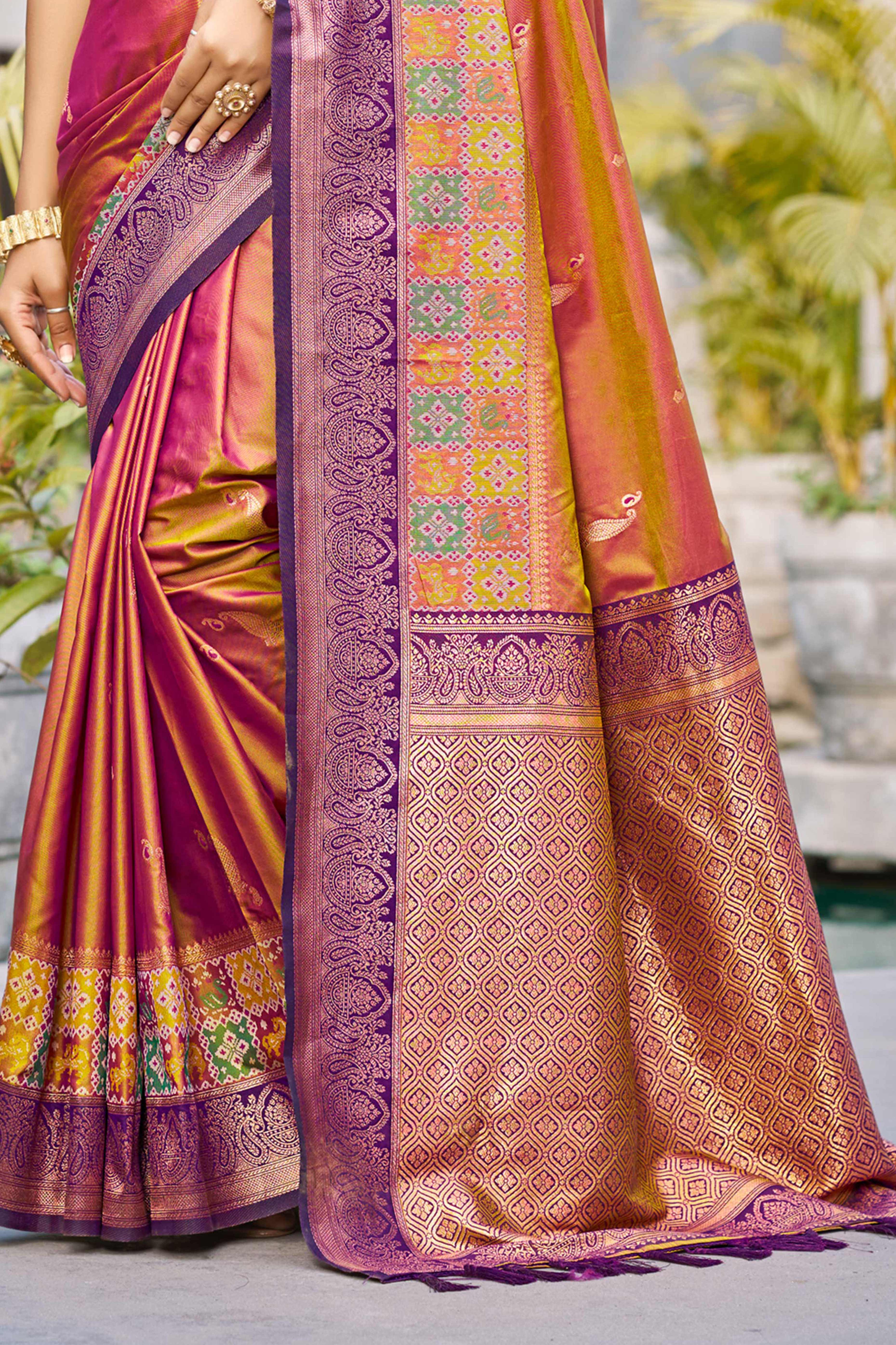 Sangam Prints Magenta Pink Soft Silk Woven Work Traditional Saree - Dista