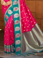Thumbnail for Sangam Prints Dark Pink Silk Woven Work Traditional Saree
