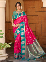 Thumbnail for Sangam Prints Dark Pink Silk Woven Work Traditional Saree