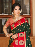 Thumbnail for Sangam Prints Dark Green  Silk Woven Work Traditional Saree