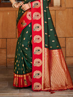 Thumbnail for Sangam Prints Dark Green  Silk Woven Work Traditional Saree