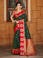 Thumbnail for Sangam Prints Dark Green  Silk Woven Work Traditional Saree