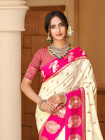 Thumbnail for Sangam Prints Beige Silk Woven Work Traditional Saree