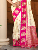 Thumbnail for Sangam Prints Beige Silk Woven Work Traditional Saree