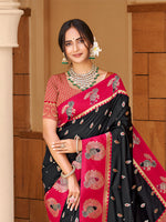 Thumbnail for Sangam Prints Black Silk Woven Work Traditional Saree