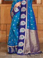 Thumbnail for Sangam Prints Blue Silk Woven Work Traditional Saree