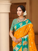 Thumbnail for Sangam Prints Yellow Silk Woven Work Traditional Saree