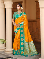 Thumbnail for Sangam Prints Yellow Silk Woven Work Traditional Saree