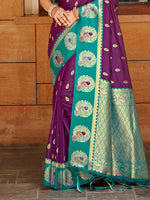Thumbnail for Sangam Prints Wine  Silk Woven Work Traditional Saree