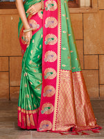 Thumbnail for Sangam Prints Green Silk Woven Work Traditional Saree