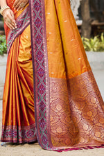 Thumbnail for Sangam Prints Rust Orange Soft Silk Woven Work Traditional Saree - Dista
