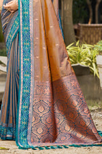 Thumbnail for Sangam Prints Copper Brown Soft Silk Woven Work Traditional Saree - Dista