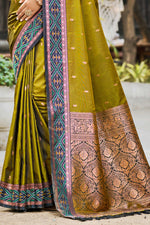 Thumbnail for Sangam Prints Olive Green Soft Silk Woven Work Traditional Saree - Dista