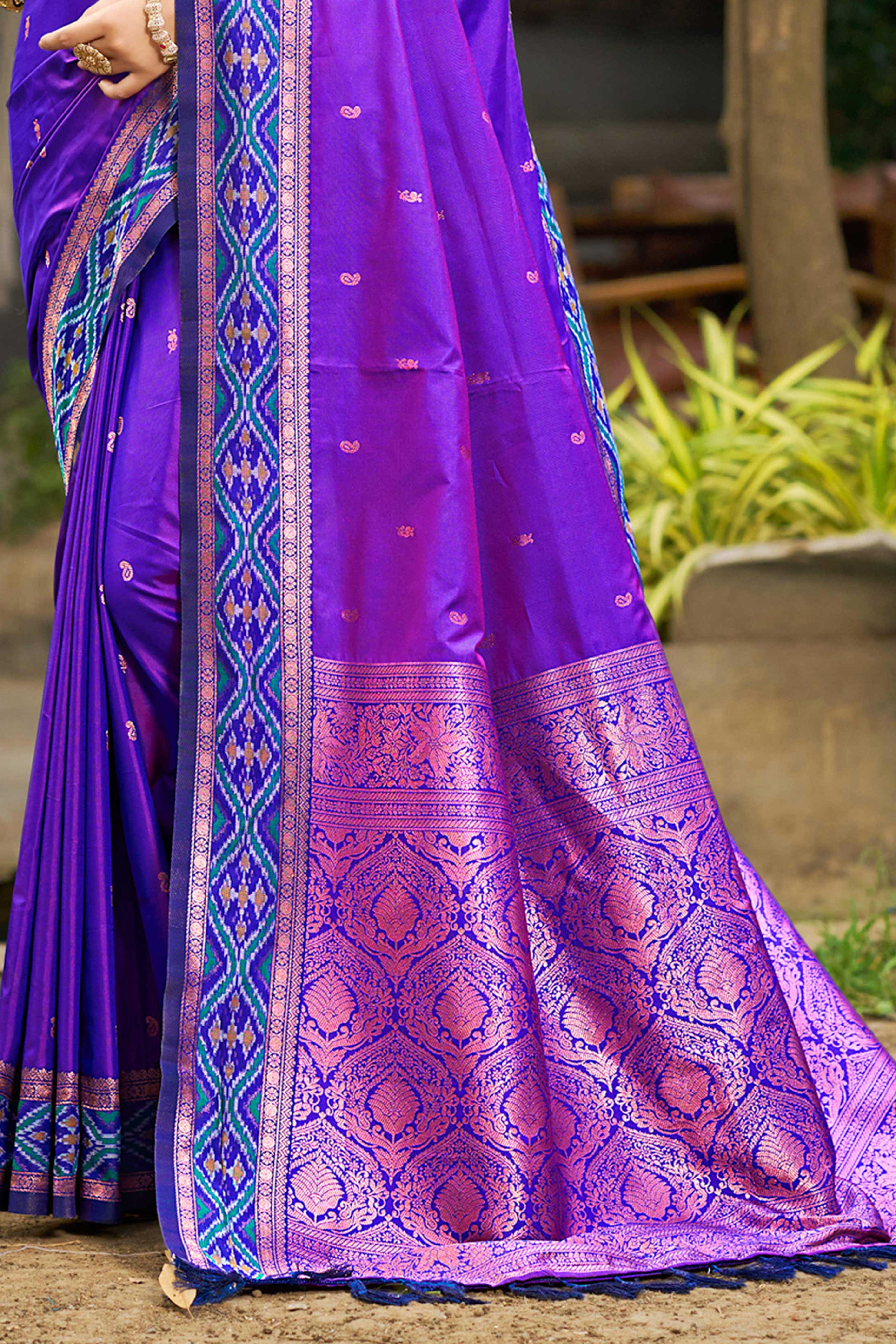 Sangam Prints Violet Soft Silk Woven Work Traditional Saree - Dista