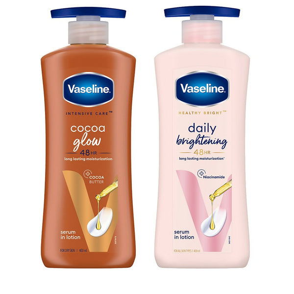 Vaseline Daily Brightening Body Lotion & Cocoa Glow Body Lotion Combo - Distacart