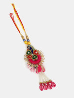 Thumbnail for NVR Women & Men Set of 2 Multicolor Thread Work & Beaded Bhaiya Bhabhi Rakhi With Roli Chawal & Chocolate - Distacart
