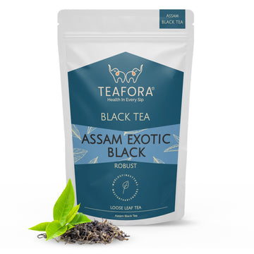 TEAFORA Assam Exotic Black Tea | Unblended Loose Leaf Tea | Robust & Full Bodied | Freshly Sourced Direct From Origin | Brew Hot or as Iced Tea - Dista