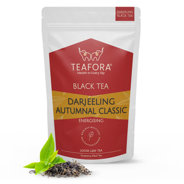 TEAFORA Darjeeling Autumnal Classic Black Tea | Autumn Flush Loose Leaf | Strong, Robust Taste & Aroma | Freshly Sourced Direct From Origin | Brew Hot or Iced Tea - Dista