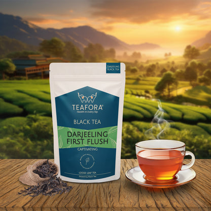 TEAFORA Darjeeling First Flush Black Tea | Single Estate Refreshing & Aromatic | Loose Leaf Tea | Freshly Sourced Direct From Origin - Dista