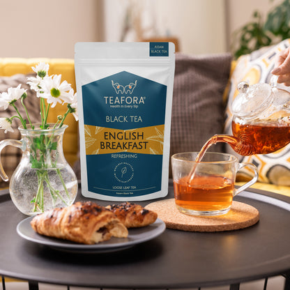 TEAFORA English Breakfast Black Tea | Rich, Robust & Full Bodied Loose Leaf Tea | Refreshing & Aromatic | Freshly Sourced Direct From Origin - Dista
